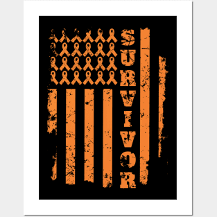 Leukemia Cancer Awareness Shirt. Orange Ribbon SURVIVOR Posters and Art